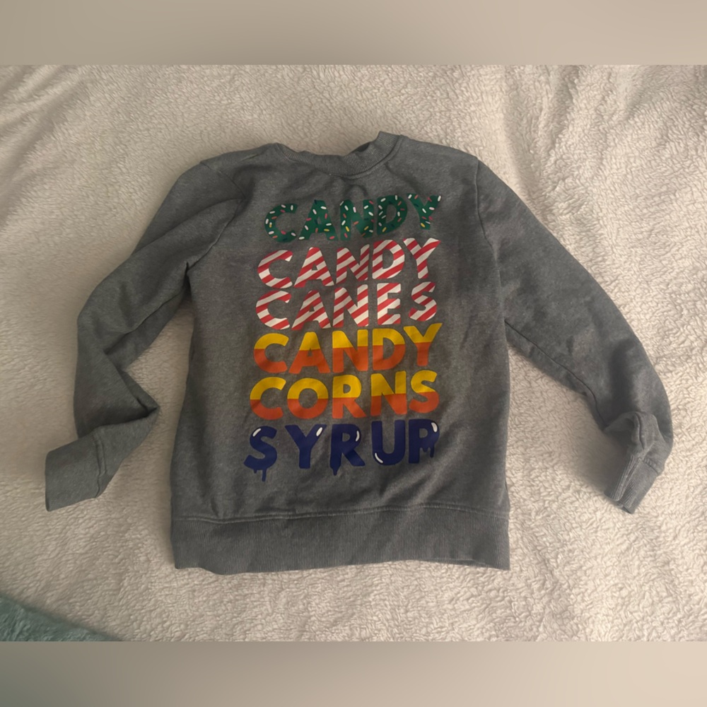 Hanna Andersson x ELF Gray Sweatshirt with Colorful Candy Graphics
